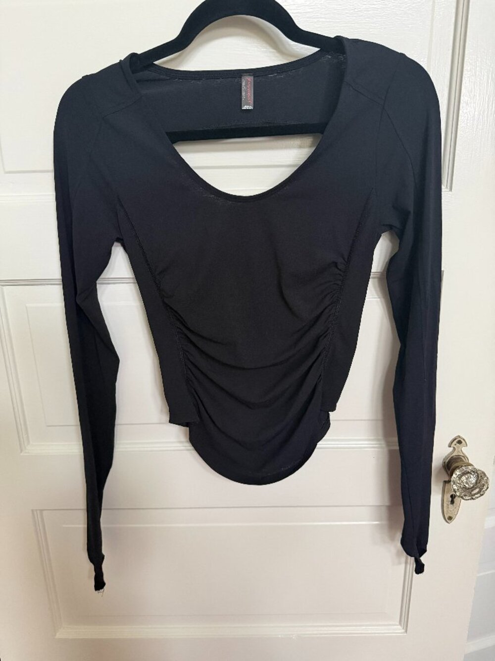 FP Movement Tempo Accelerate Layer Black Ruched Open Back Top S